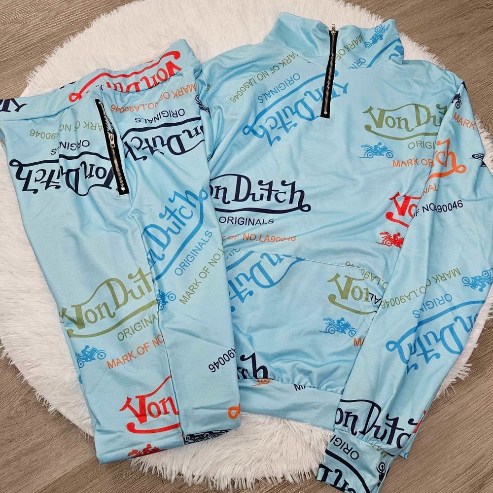 Womens Fashion Jogger Set, Track Suit, Pink, Blue, White